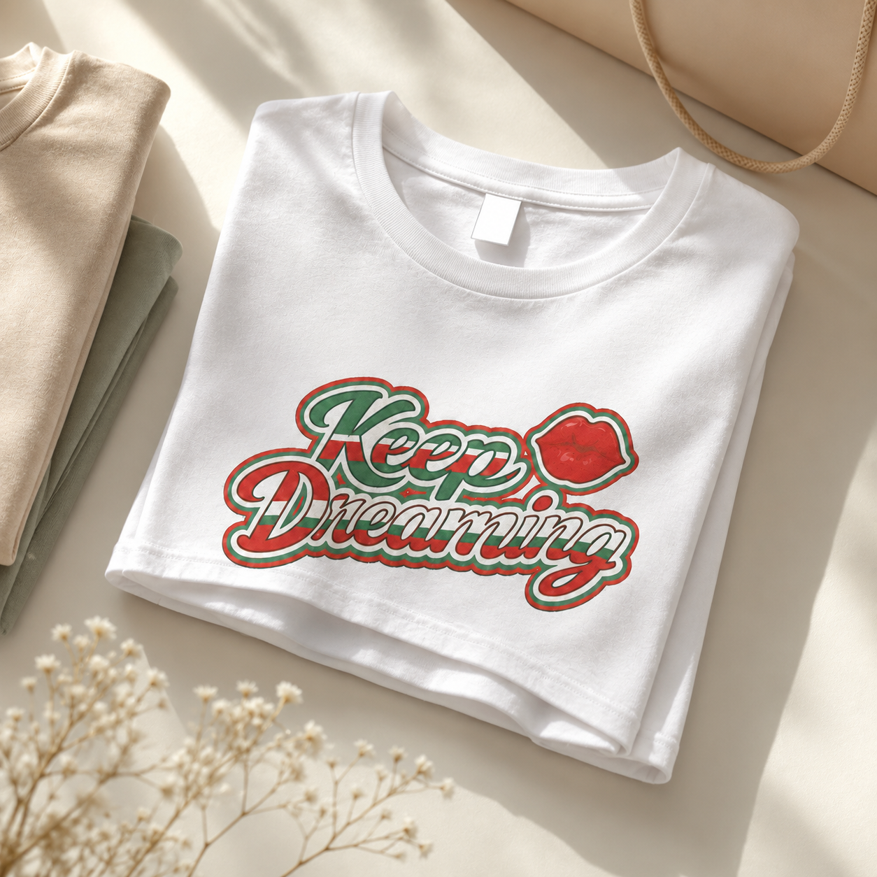 Keep Dreaming White Cropped Graphic Tee | Retro Latina Statement Shirt